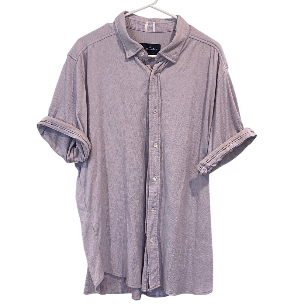 Robert Graham Modern Americana Mens XL Lavender Crinkle Gauze Short Sleeve Shirt